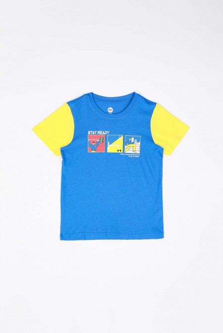 Kids Short Sleeves Printed Block T-Shirt